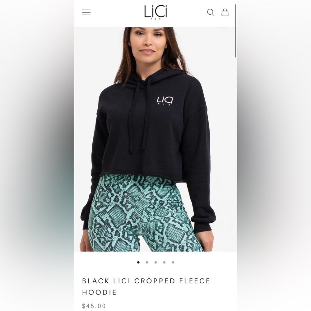 LICI FIT- BLACK CROPPED FLEECE HOODIE SIZE M - Picture 7 of 8